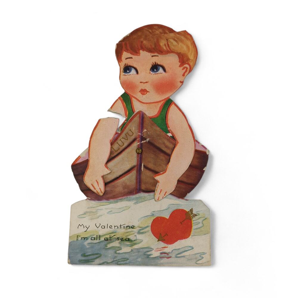 3 Die Cut Valentines Day Card Vintage Two Carrington See Photos - Picture 4 of 12